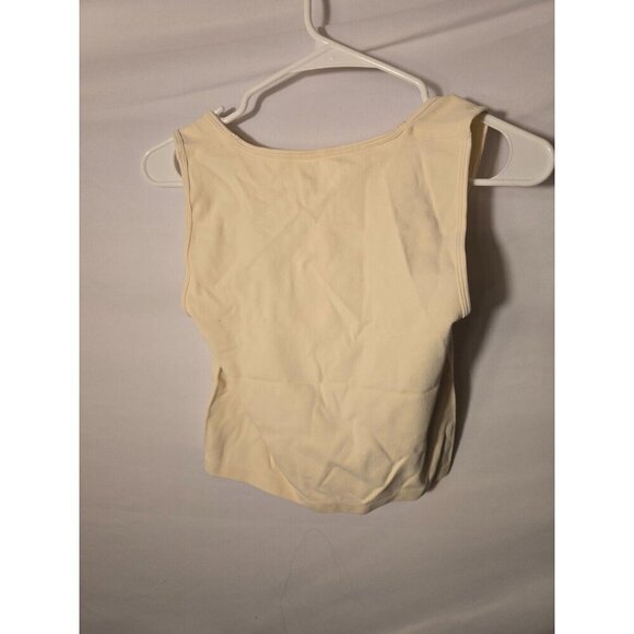 New Cream Color Crop top Fitted Basic Sexy Stretch Womens Size Small - Picture 2 of 2
